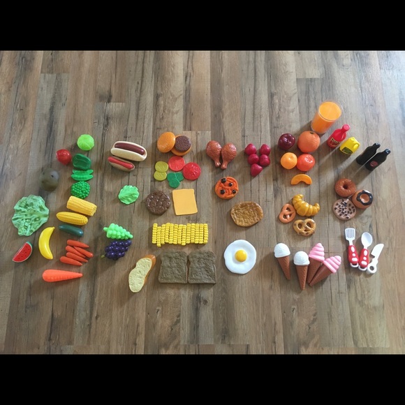 Lot Of Plastic Play Food With Shopping Basket - Picture 3 of 13